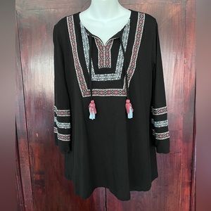 Style & Co Peasant Style Tunic with Trim & Tassels